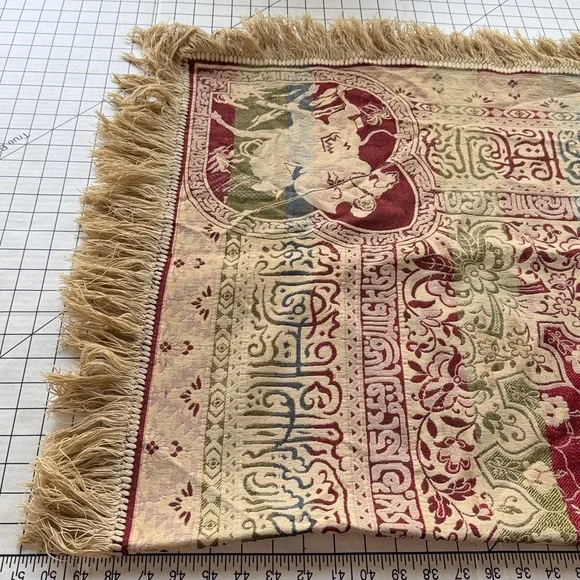 Vintage Woven Tapestry Throw / Wall Hanging – Warrior on Camel & Palm Trees– MCM